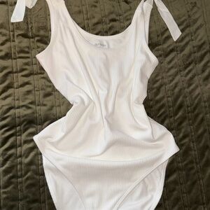 Old Navy White Ribbed Chemise